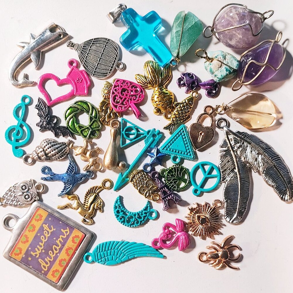 Jewelry Making Grab bag - Mixed Beads, Colorful Charms, Jewelry Making Findings